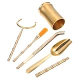 VICASKY 5 Stück Teiliges Chinesisches Teewerkzeug Reinem Kupfer Goldfarbene Teeaufbewahrungsdosen Luftdichte Teezeremonie Zubehörkanister für Teeblätter und Teebeutel Kompakt und Tragbar