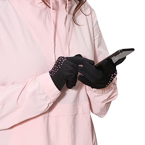 Trailheads Running Gloves For Women | Lightweight Gloves With Touchscreen Fingers -Black/Pink Reflective - Large #TOP3