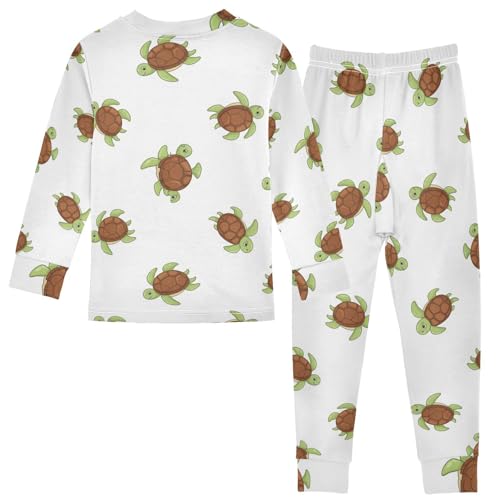 Pajama Sets Long Sleeve Turtle Pattern Print Design_1 Soft Comfy Sleepwear 2 Piece PJS 3-8T3