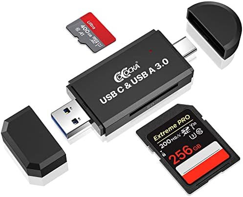 COCOCKA USB 3.0 SD Card Reader, USB C Flash Memory Card Reader, Camera SD Card Adapter Converter for SDXC SDHC SD MMC TF RS- MMC Micro SDCard and UHS-I Cards Windows Smartphone Computer Laptop