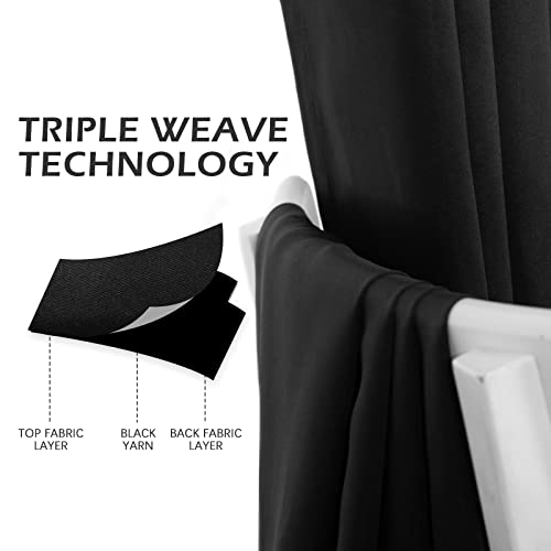 Image of MYSKY HOME Blackout Curtains 45 Inch Long for Bedroom Black Curtain for Kids Room Thermal Insulated Room Darkening Small Curtains with Grommet for Bathroom Laundry Room, Set of 2, 52 inch x 45 inch, Black