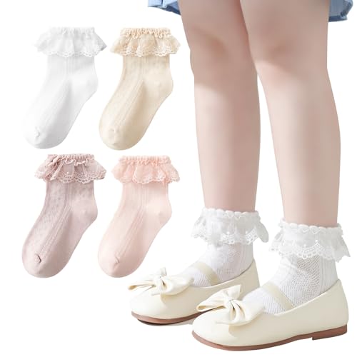 Mini angel Baby Girl Socks Infant Toddler Ruffle Eyelet Lace Socks Girls Ruffle Sock Seamless Princess Frilly Sock for Kids