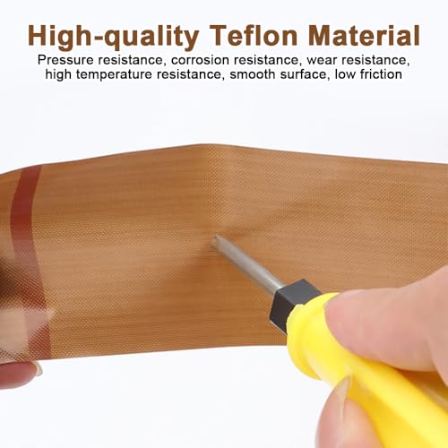 5cm x10 m Teflon Klebeband Hitzebeständiges, Selbstklebend Teflonband, Hochtemperaturband Hitzebeständig bis 300℃, Dicke 0,18mm, Glasgewebeban für Vakuumiergerät, Handversiegelung, Impulsversiegelung