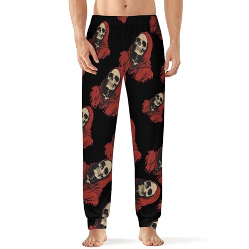 Skeleton Horror Grim Reaper Mens Pajama Pants Soft Lounge Pjs Bottoms Lightweight Sleepwear Pants
