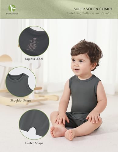 Baby Boy Girl Romper Toddler Infant Boys Girls Sleeveless Jumpsuit Clothes Snap One Piece Outfit Bamboo Viscose2