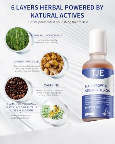 Image of Hair Growth Serum Roll On,1.76 fl oz Value Pack, 3% Rosemary Complex, 2% Ginger, Niacinamide & Caffeine, Hair Growth Serum for Thinning Hair, Non Greasy Scalp Serum for Women & Men Gift