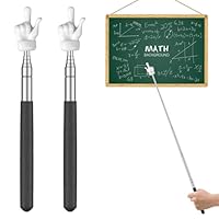 Uniclife 2 Stück Zeigestab Ausziehbar, Teleskop Lehrer Zeiger Mini Ausziehbarer Finger Zeigestock für Klassenzimmer, Verlängerbarer Handzeiger für Grundschule/Kindergarten (Bis 55 cm, Schwarz)