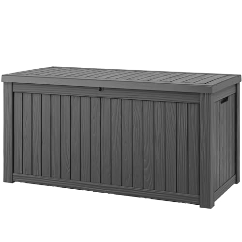 NUNU LAB 220 Gallon Outdoor Storage Box Waterproof, Outside Package Delivery Deck Boxes with Lockable Lid, Backyard Storage Bin For Garden Tools, Patio Cushions, Black