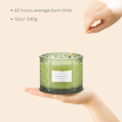 LA-JOLIE-MUSE-Fir-Cedarwood-Candle-Christmas-Candles-for-Home-Scented-Holiday-Candle-Gifts-Large-2-Wick-Soy-Candle-Long-Burning-Luxury-Jar-Candle-Starlit-Golden-Fir-12oz LA JOLIE MUSE Fir Cedarwood Candle Christmas Candles for Home Scented Holiday Candle Gifts Large 2 Wick Soy Candle Long Burning Luxury Jar Candle Starlit Golden Fir 12oz