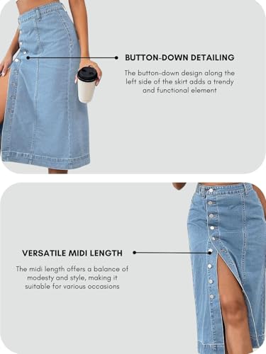 Image of GRECIILOOKS Denim Skirt for Women | Long Skirt for Women | Skirt for Women | Denim Skirt for Women Long | Pencil Skirt for Women