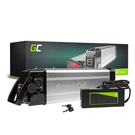 Green Cell® 24 V | 36 V | 48 V e-cykelbatteri Li-Ion litiumjon för motor 250 W cykelbatteri Pedelec elcykel Silverfish batteri med laddare (24 V 8,8 Ah max 250 W)