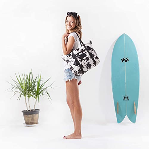 Aloha Collection Coco Palms Zipper Tote In Black #TOP6