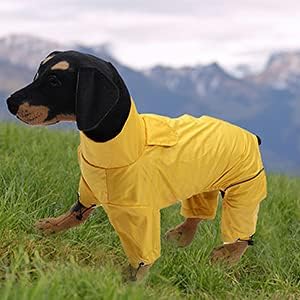 Morezi Small dog waterproof coat, dog rain coat poncho waterproof clothes with safe reflective stripes and zipper closure for small medium and large pet - Yellow - XL - Image 4