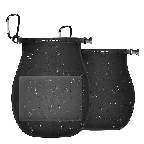 2 Pack Soap Travel Case Container,Portable Soap Bag Travel Soap,Solutions for Travelling Bathroom Shower Gym with Bar Soap (Black)