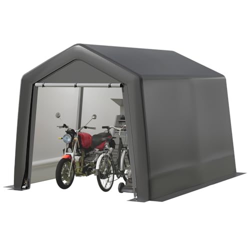 GarveeLife Cobertizo de almacenamiento portátil para exteriores, 8 x 8 pies, impermeable y resistente a los rayos UV, tienda de campaña de almacenamiento al aire libre con puertas enrollables con