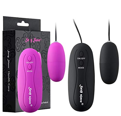 Sexy Slave Wired Remote Control 12-Frequency Bullet Vibrators - Waterproof Vibrating Love Egg (Pack of 2, Black and Purple)