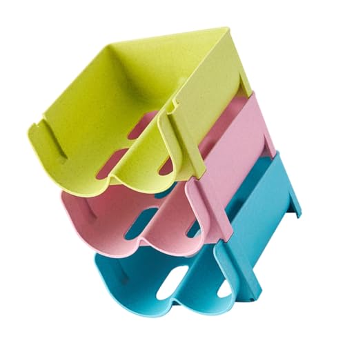 BIUDECO 3 piezas Organizador Apilable para Nevera Resistente Golpes Caja de Almacenamiento para Latas y Botellas Soporte para Bebidas Frigorífico Colores Verde Azul y Rosa