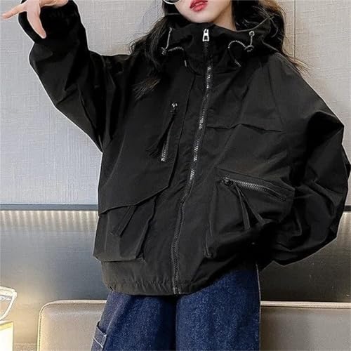 Kids Girls Cargo Hooded Jackets Long Sleeve Zip Up Multiple Picket Windproof Coats Fall Fashion Cool Thermal Windbreaker3