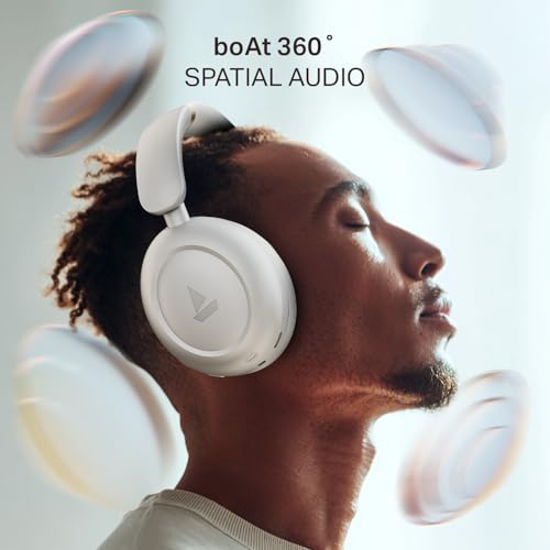 Image of Boat 2025 Launch Rockerz Prime 415, 360 Spatial Audio, 120H Battery, 40mm Drivers, AI-ENx Tech, Beast Mode, ASAP Charge & App Support, Bluetooth Headphones, Wireless Headphone with Mic (White Sabre)