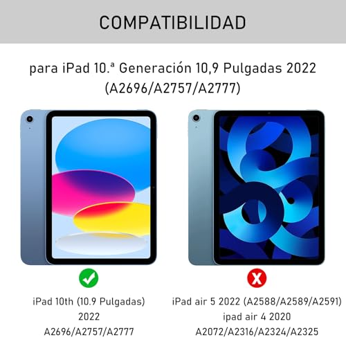 Funda con Teclado Español Ñ para iPad 10.ª Generación 2022, iPad 10,9 Pulgadas con Teclado, Ultra Delgada Funda con Portalápices,Teclado Bluetooth Magnético Desmontable para 10.ª Gen 2022- Gris - imagen 3