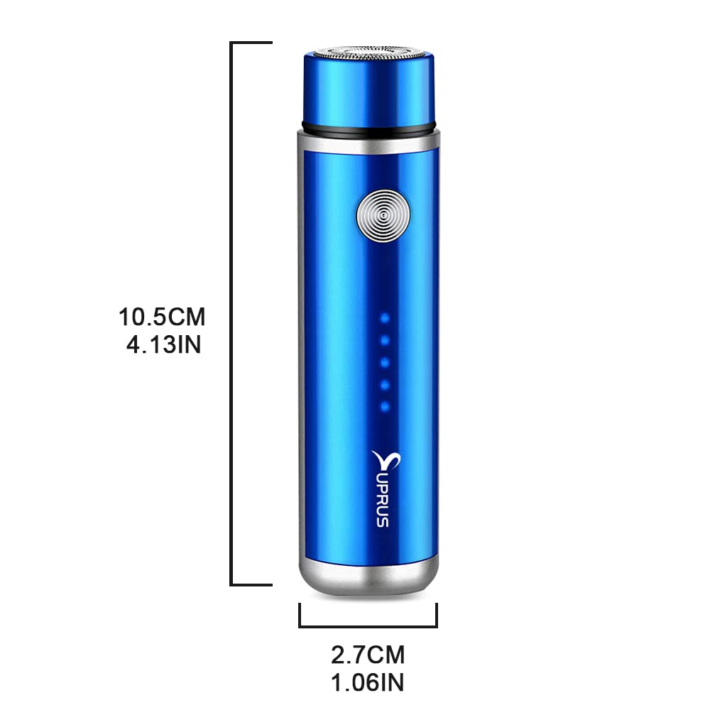 SUPRUS Damska golarka elektryczna z możliwością ponownego ładowania przez USB, do twarzy, brody, wąsów, nóg, pach, bikini, LED, wskaźnik baterii, bezprzewodowy (niebieski)