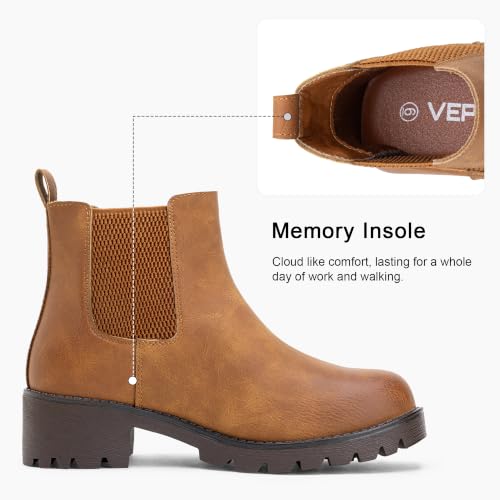 Image of Vepose Women's 9607 Chelsea Ankle Boots Pull-On Booties for Women