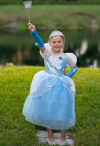 Vestido Princesa para Niñas Manga Abullonada Azul miniatura 3