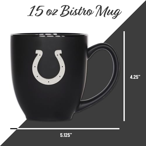 Image of Rico Industries NFL Football 15oz Personalized Laser Engraved Matte Black Ceramic Bistro Mug - For Hot or Cold Drinks