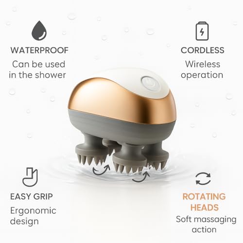 Electric Scalp Massager for Hair Growth & Stress Relief – Cordless, Rechargeable, Waterproof Head Massager with 96 Kneading Nodes for Men, Women, Pets – Gift for Mom & Dad (White) - Image 4