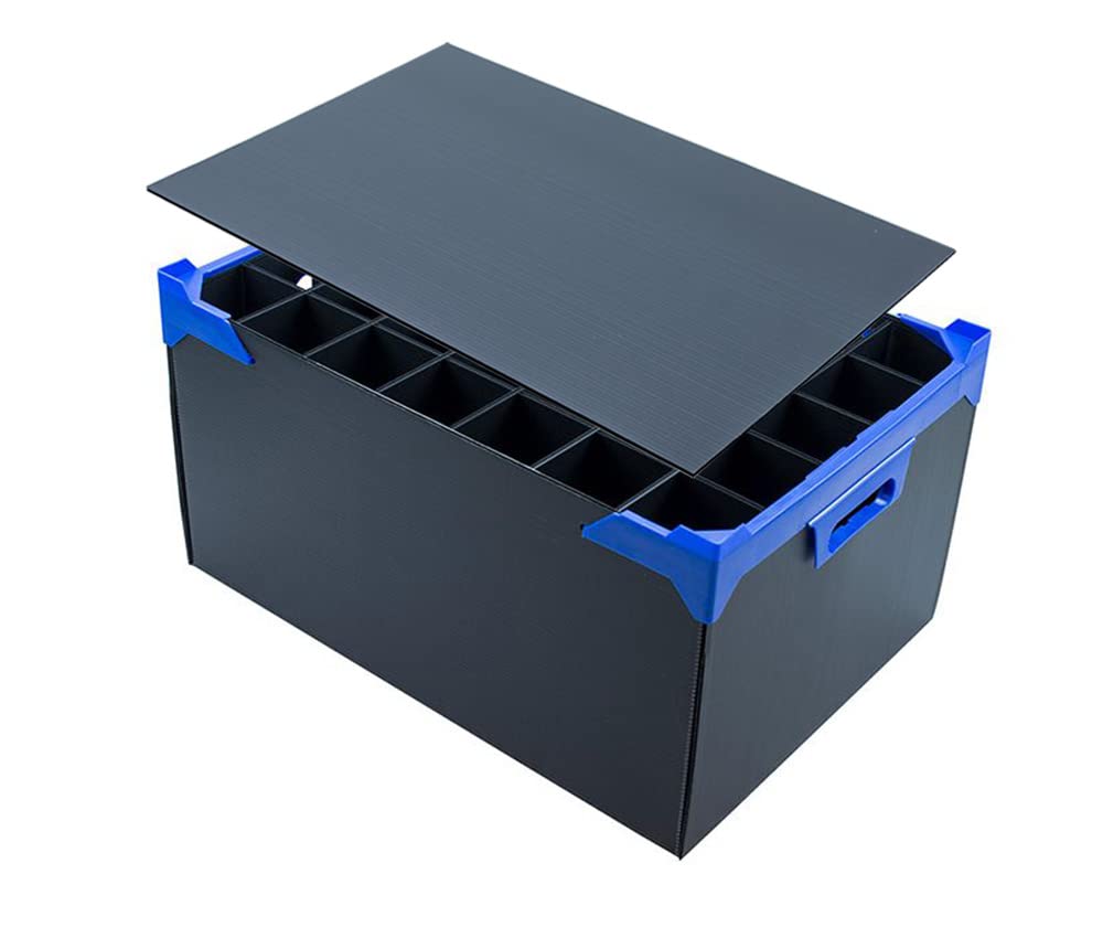 Caterbox Black Champagne Flute Storage Box Including Lid | Stacking Storage Box With 35 Compartments For Holding Glasses (Max Glass Size: H260 X W65mm | Glass Height: 260Mm)