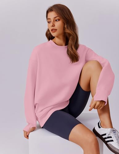 PINSPARK Womens Sweatshirt Crewneck Fleece Pullover Tops Oversized Sweat Shirts with Thumbholes Pockets 2025 Fall Outfits - Image 5