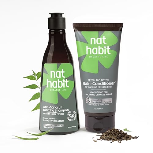 Image of Nat Habit Flake Control Duo | Anti-Dandruff Shampoo & Conditioner Combo | Clinically Tested 99.9% Dandruff Kill | FlakeZero Technology with 5% Beracyl | Sulphate & Silicone Free
