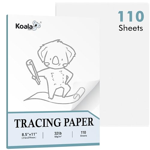 Koala 110 Sheets Tracing Paper 8.5x11 inch White Translucent Paper for Tracing 32lb/50gsm for Trace Images Sketch Drawing Overlays