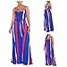GANBADIE - Vestido largo Maxi para mujer, con tirantes estampados a la moda, sexy, con cinturón, bohemio impreso, informal, vestido, azul, XL