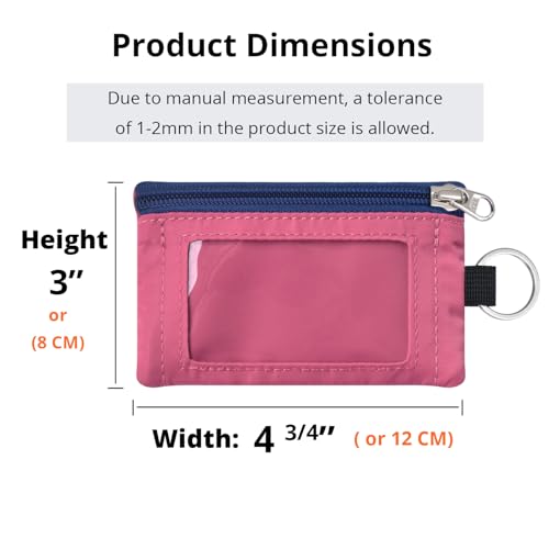 Image of RFID Blocking Travel Wallet with Adjustable Lanyard, Small Nylon Zipper Pouch and Badge Holder for ID, Credit Cards, Cash, Keys, Commuters (Rose Pink)