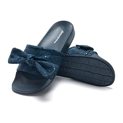 Image of FUNKYMONKEY Women's Bowknot Slides Sandals Comfort Casual Beach Slippers