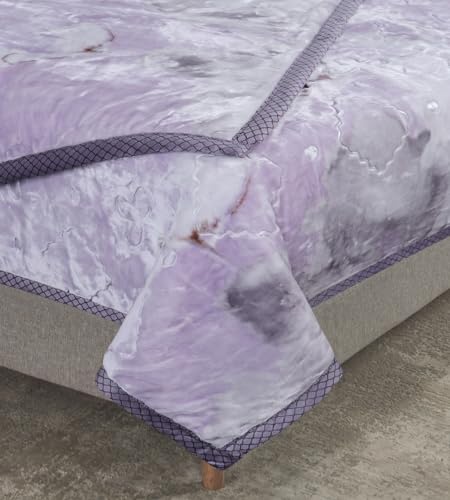 Image of Petals Dreams Snow Drop Blanket Single Bed for Moderate Winter, 900 GSM, 2 Ply, Cloudy Mink Blanket (160x220 cm) (Light Purple)