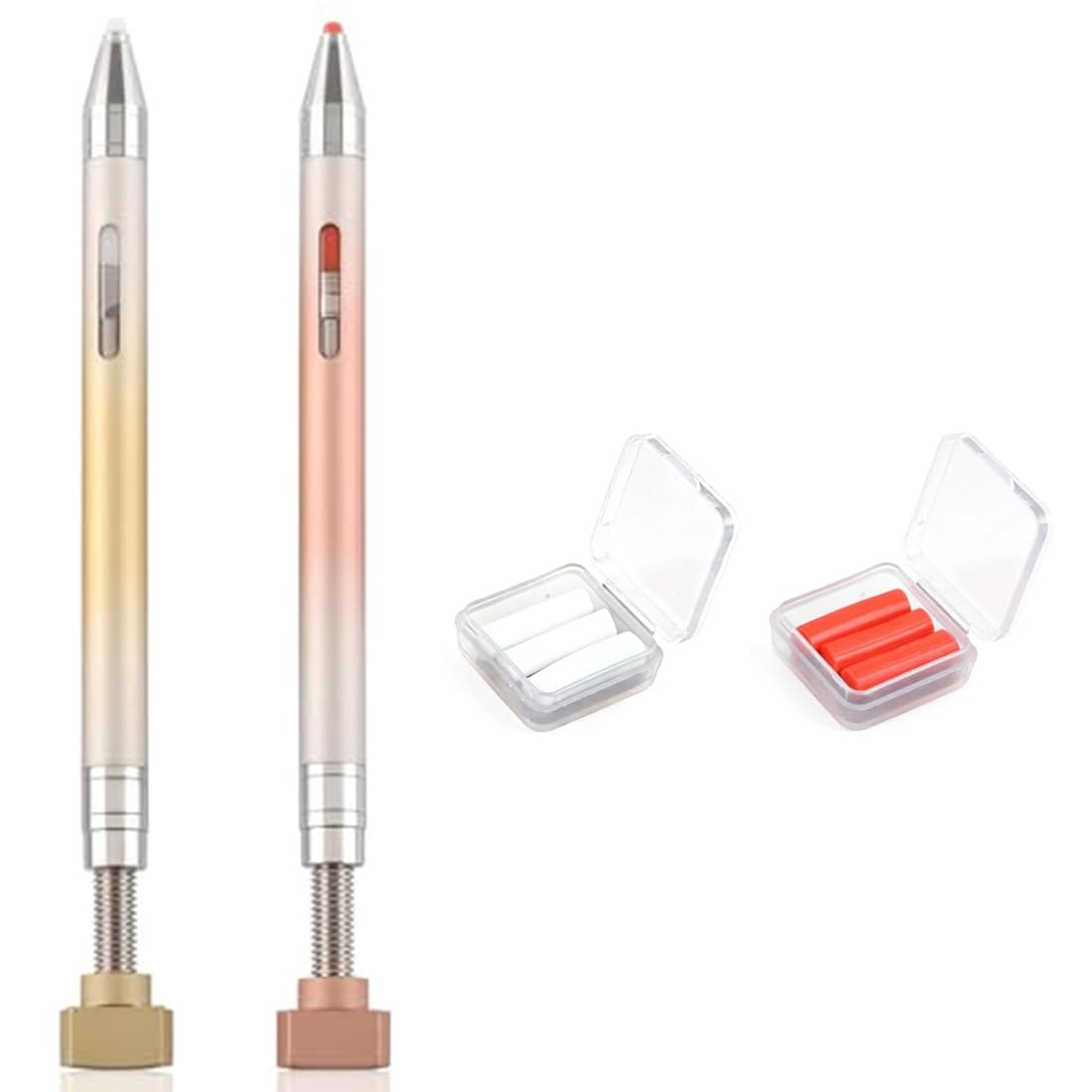 UDSKNV[KSL Rhinestone Picker Tool, 2PCS Double-End Painting Pens with Wax Metal Refillable Wax Pen for Dotting Tool Art, Picker