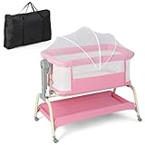 🐤【Höhenverstellbar & Neigbar】Mit 6 verstellbaren Höhen passt sich dieses Beistellbett den meisten Betten an. Außerdem verhindert das verstellbare Neigungswinkeldesign von 2°-6°, dass Ihr Baby Mageninhalt zurückfließen lässt und Milch spuckt.
