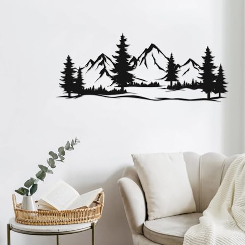TIFDANNA Arte Murale in Metallo - Scena di Montagna, Paesaggio Forestale - Decorazione da Parete per Interni