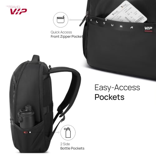 Image of VIP VOGUE 17 Inch Compatible Laptop Backpack 27L + 5L Expandable | Water-Resistant with 3 Compartments | Padded Laptop Sleeve, Side Bottle Pocket | Office & Travel Backpack for Men & Women