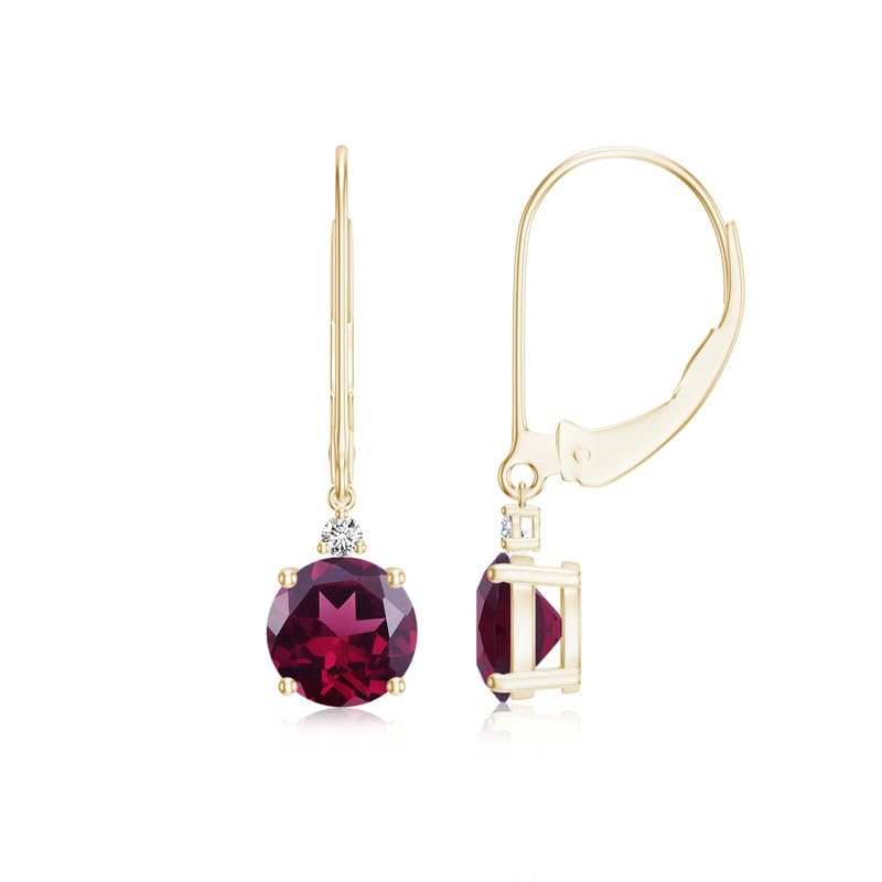 Image of Goldhartz 2 Ct. Natural Amethyst 6 mm Leverback Earrings for Women in 14k Gold Micron Plated 925 Sterling Silver, January Birthstone Dangle Earrings Jewelry for Her