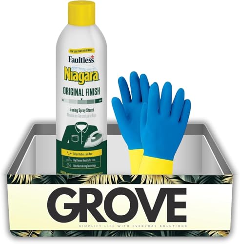 Niagara Faultless Original Scent Spray Starch Aerosol 20 oz 1 pk Bundle with Cleaning Gloves – Adds Crisp Finish and Smoothness to Fabrics for Easy Ironing – Gift Set (2 Items)
