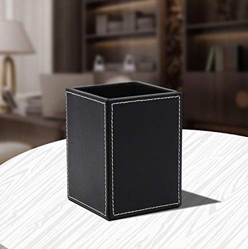 Miniatura 6 de Plumas cuadradas de piel sintética negra, soporte para lápices, organizador de artículos de escritorio, organizador de artículos de oficina, caja de