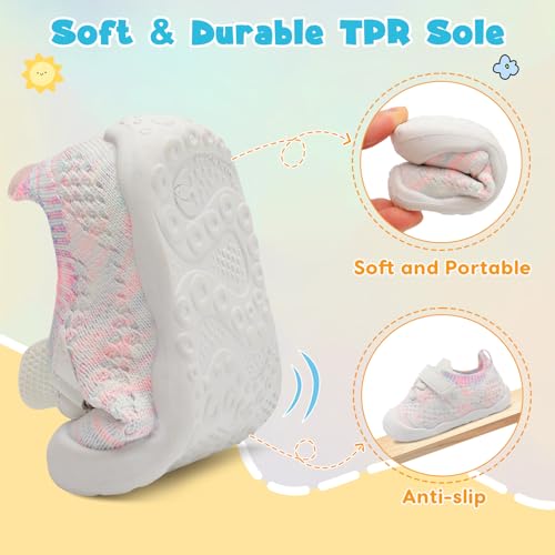 LeIsfIt Baby Shoes Boys Girls First Walking Shoes Colorful 12-18 Months4