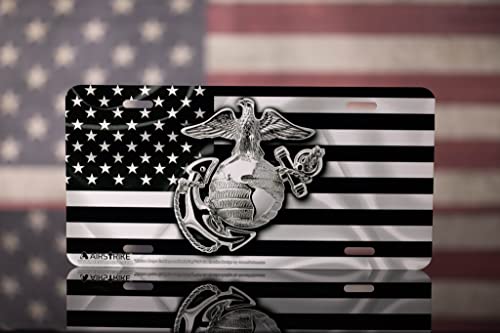 Marine Corps License Plate, Usmc License Plate, Marine License Plate, Usmc License Plates For Front Of Car, Usmc Black Flag License Plate, Usmc Plate, Made In Usa By Airstrike (Made Of Metal)-774 #TOP3
