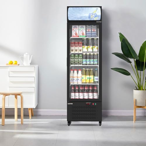 Image of Garvee Large Capacity Commercial Beverage Display Fridge, 11.3 Cu. Ft. Glass Door Refrigerator with Customizable Shelving and Lighting for Shops, Bars, Apartments