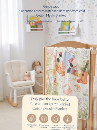 Image of Kassy Pop Printed 6 Layer Bamboo Muslin Blanket Cum Swaddling Towel for Baby | 70% Bamboo, 30% Cotton | AC Quilt, Multi-Purpose Blanket | 110cm x 110cm (Multicolor Print)