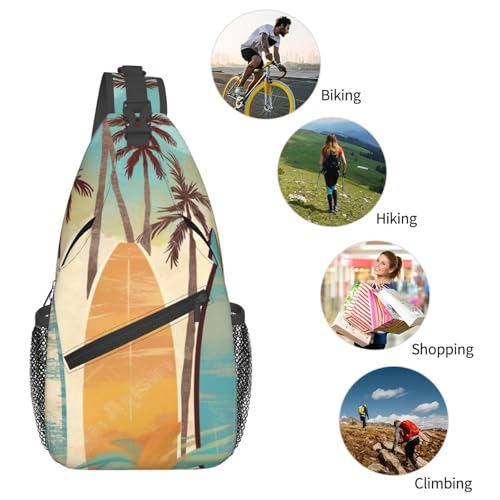Bolso cruzado Surfboard Palm Tree para hombre y mujer miniatura 6