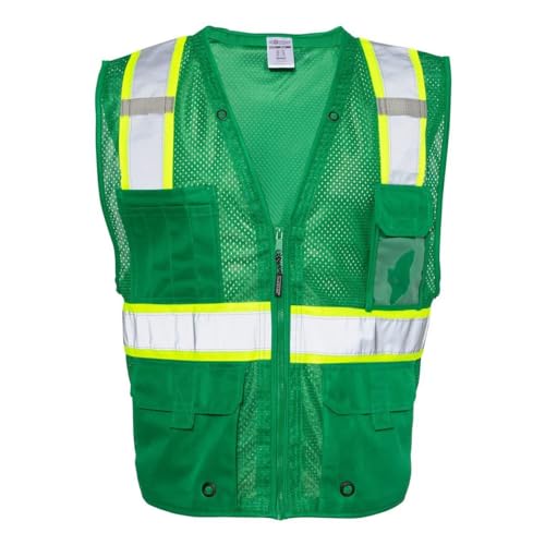 Image of Kishigo Black Enhanced Visibility Men's Vest B100, Multi Pocket Mesh Hi-Vis Vest, Ultra-Cool Polyester, 6 Pockets, Zipper